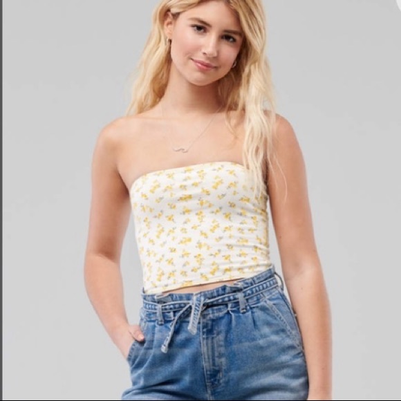 hollister yellow tube top